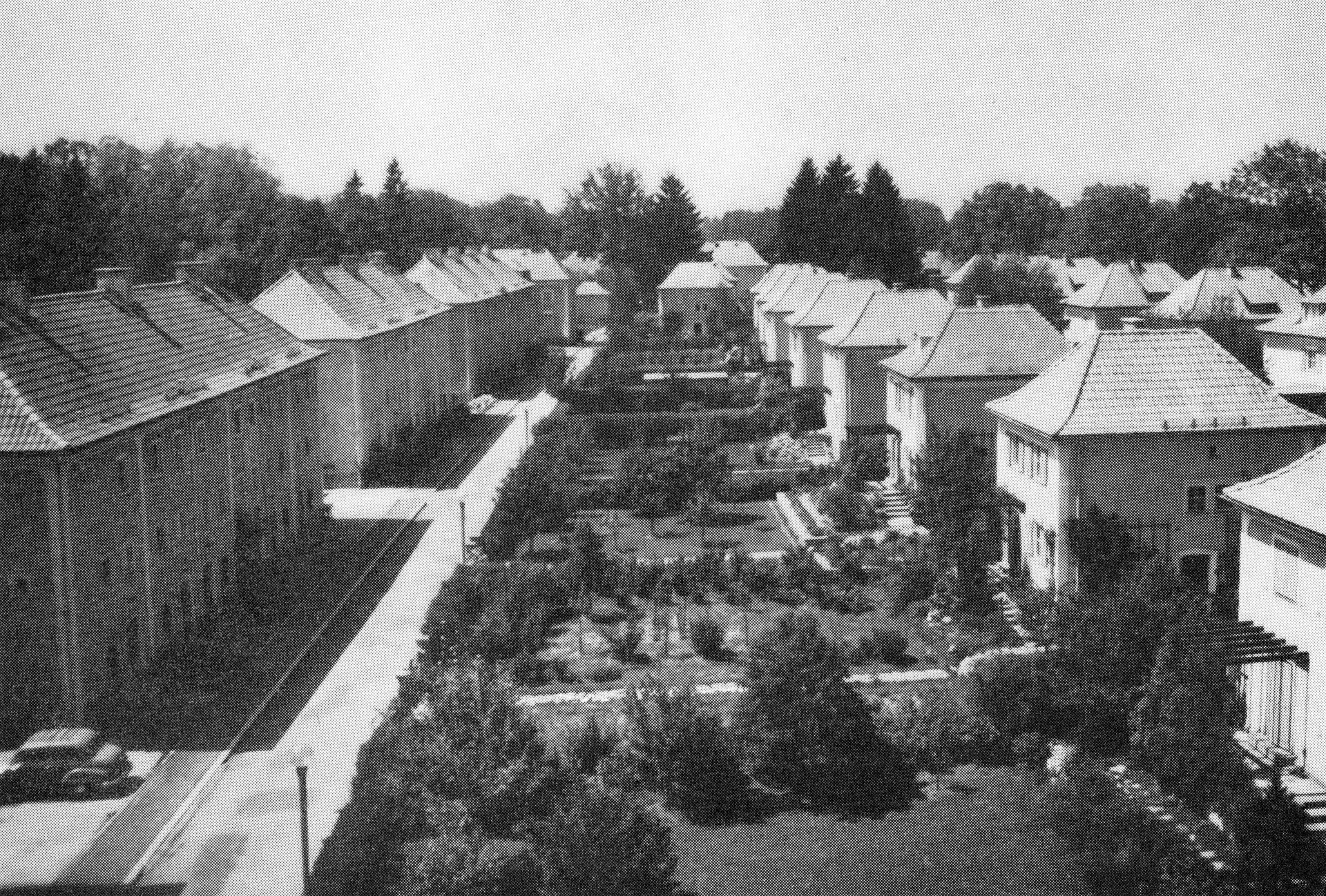 Aufnahme der Reihenhäuser und Wohnhäuser in der Siedlung Herrnau